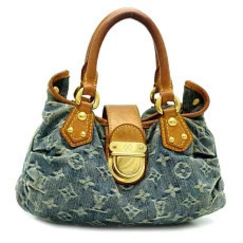 Louis Vuitton Pleaty Handbag Monogram Denim Blue